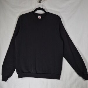 Vintage Jerzees Made‎ in USA Black Blank Crewneck Sweatshirt Adult Large 90s
